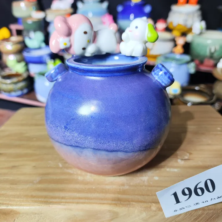 口4高8，1960手工创意多肉花盆摆件迷你多景德镇纯手工制做