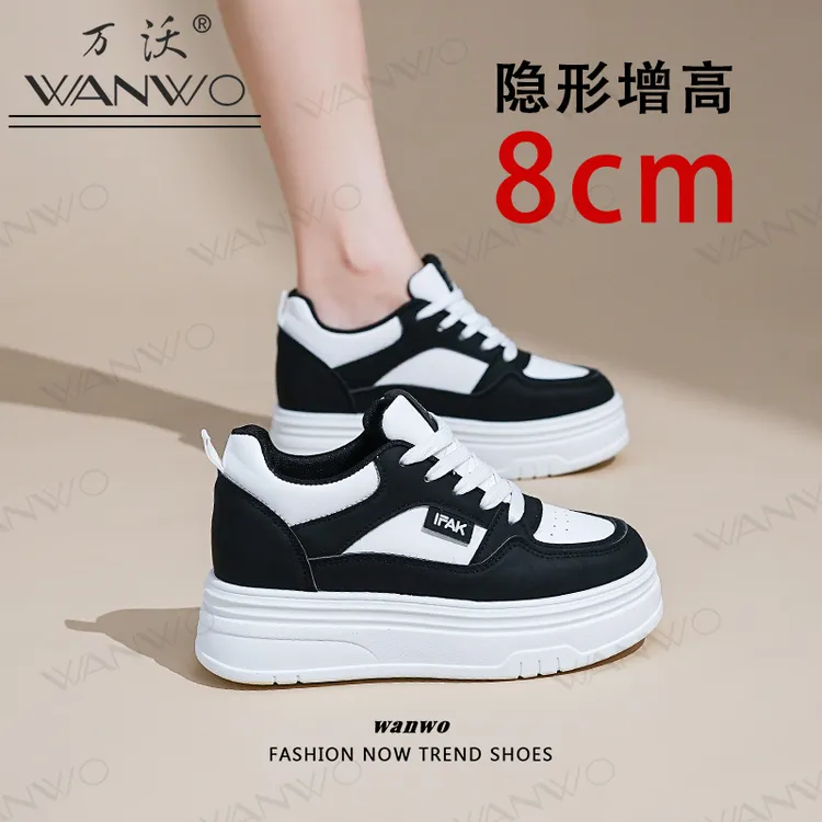 内增高8cm小白鞋女2025春秋季新款女鞋百搭厚底休闲鞋小个子显高