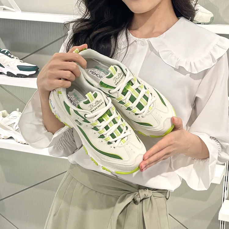 SKECHERS/斯凯奇2025蕾丝熊二代四季女欧根纱运动鞋增高老爹鞋