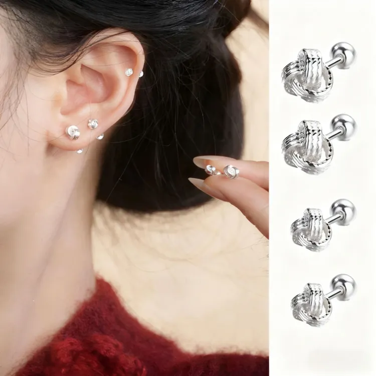 如意结耳环耳钉气质耳骨钉简约高级感时尚百搭小巧精致