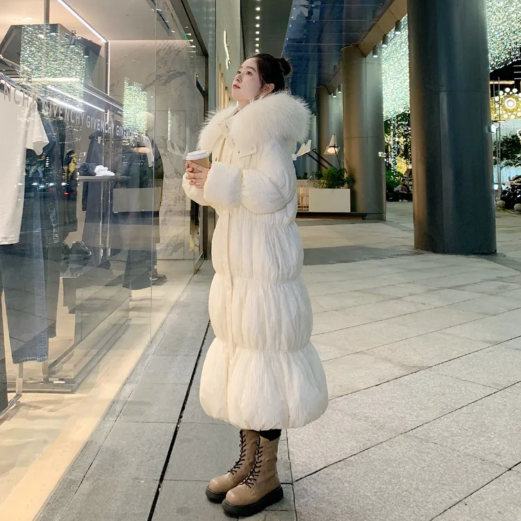 超厚羽绒服女长款网红白色2025冬装最新款港风大毛领加厚保暖外套