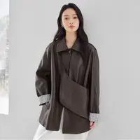 YPUT女士时尚翻领休闲PU外套YHG221127E