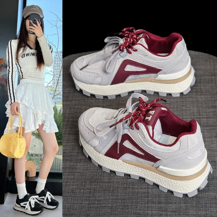 2025秋冬厚底阿甘鞋网红女款小个子内增高鞋透气休闲鞋轻奢运动鞋