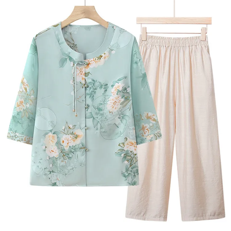 中老年人夏装衬衫女奶奶2025新款薄中国风衣服妈妈上衣老太太唐装