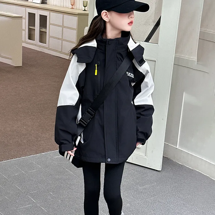 女童冲锋衣三合一可拆卸春秋2025新款女孩大童外套春装户外登山服