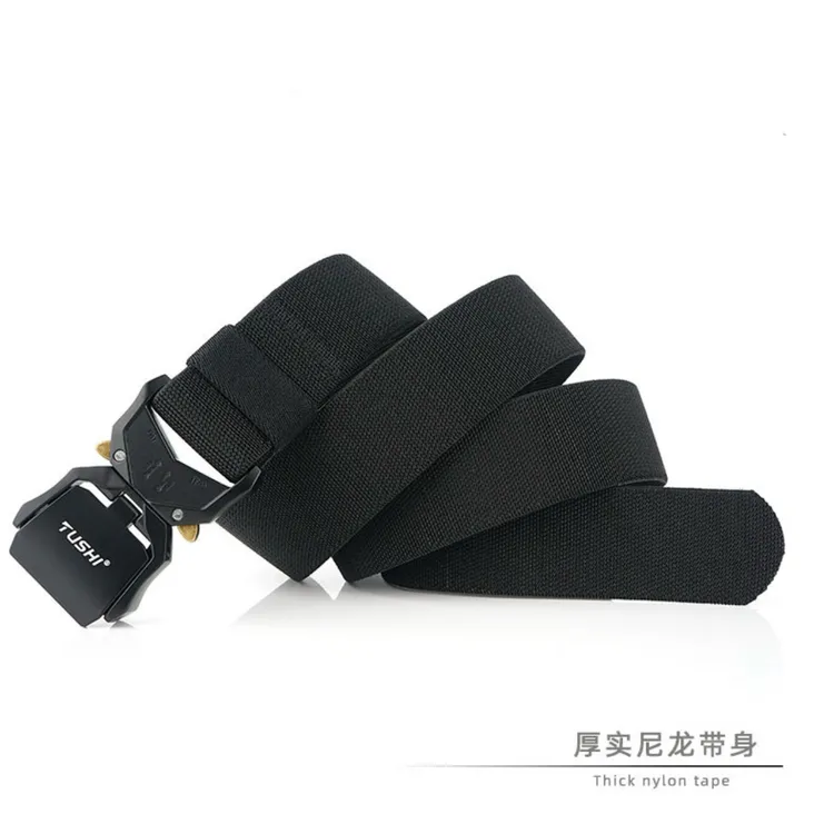 [砺兵户外]铝合金扣头战术弹力腰带眼镜蛇便捷军训尼龙编织内腰带