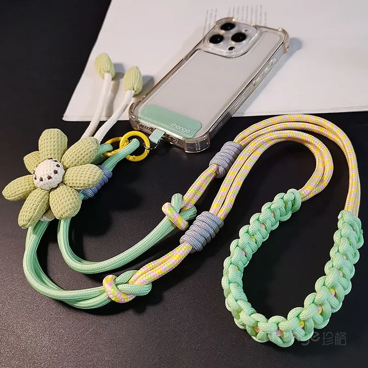 ins创意花朵手机挂绳长款斜挎可背多功能撞色携带创意斜挎手机绳