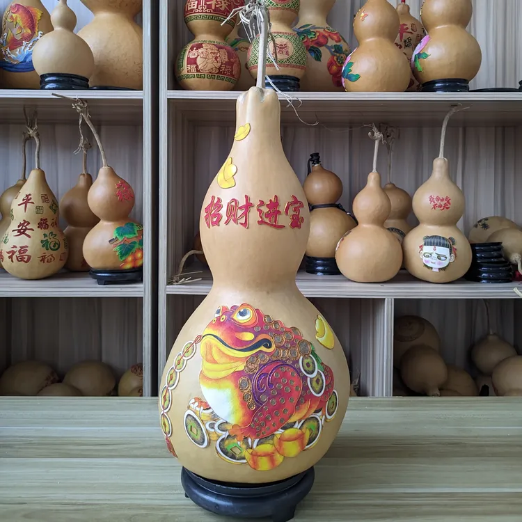 非遗手工掐丝珐琅工艺招财纳福金蟾葫芦净高47cm