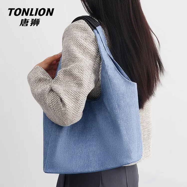 tonlion/唐狮托特包通勤可折叠腋下包耐磨轻便单肩包做旧百搭时尚