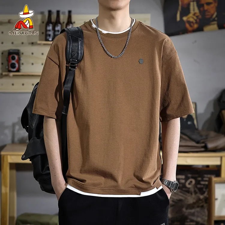 Mexican/稻草人美式纯棉短袖t恤男士夏季宽松休闲假两件半袖体恤