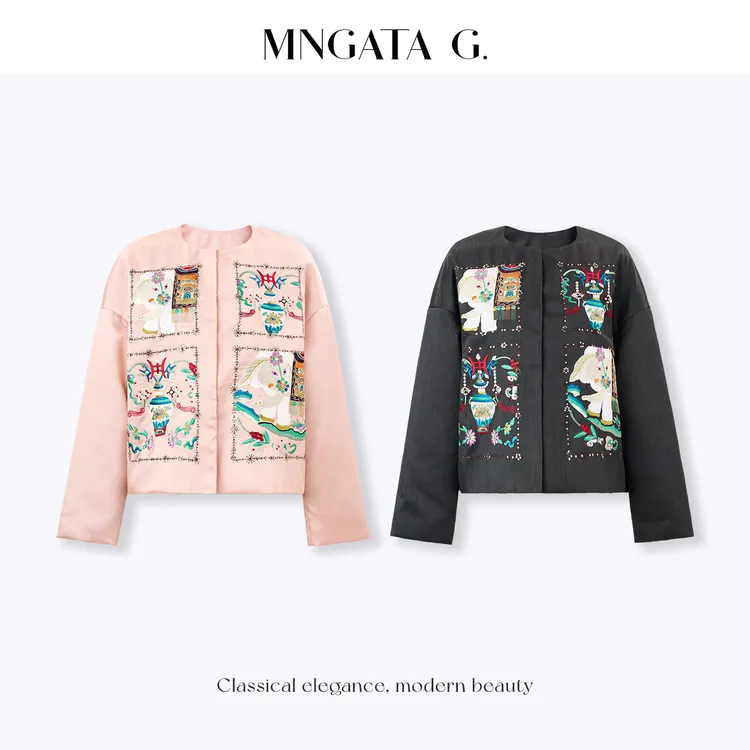 MNGATA G.宫小妍【新象宝宝】刺绣新中式中国风圆领加棉外套5120529
