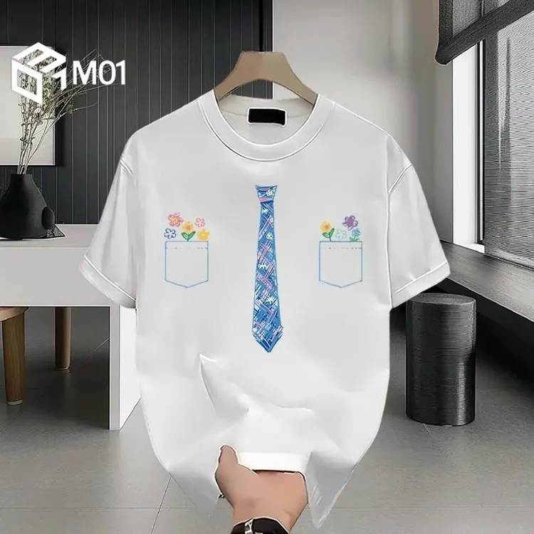 M012025夏季新款潮流美式高街痞帅纯棉短袖T恤男百搭圆领半袖上衣