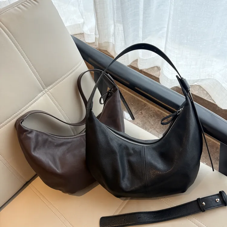 月牙牛角包羊皮简约时尚四季通用真皮材质百搭腋下单肩斜挎包168