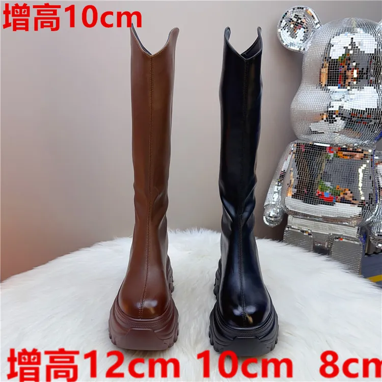 隐形12厘米内增高瘦瘦靴女厚底鞋高跟鞋10cm瘦瘦靴松糕长筒靴