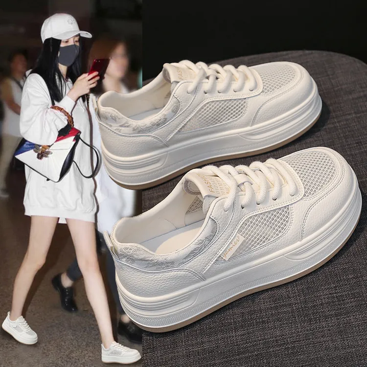 XMZ厚底小白鞋女夏季增高休闲板鞋百搭运动鞋女鞋透气网面鞋