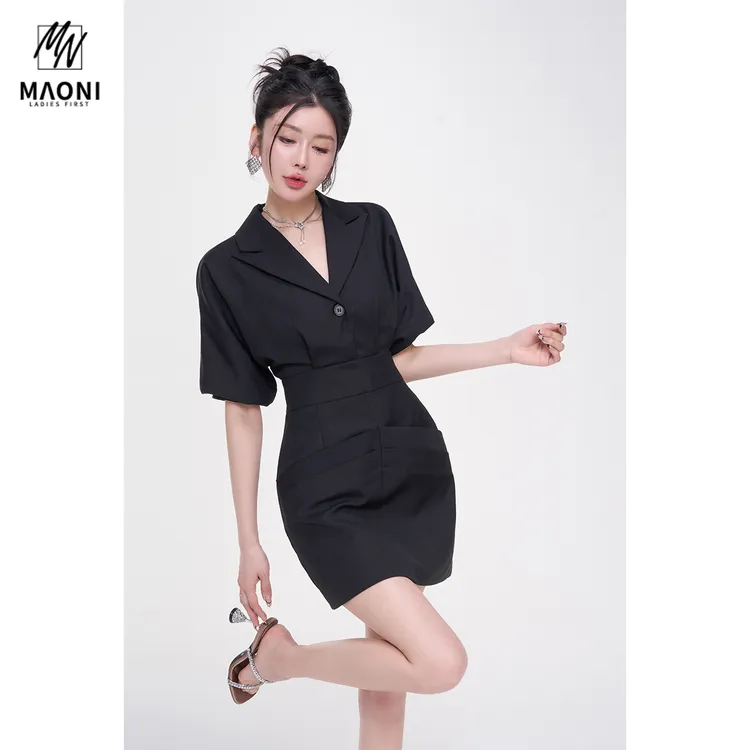 毛妮Peshe【西装领连衣裙】时尚通勤裙子2025春收腰显瘦短裙L1524