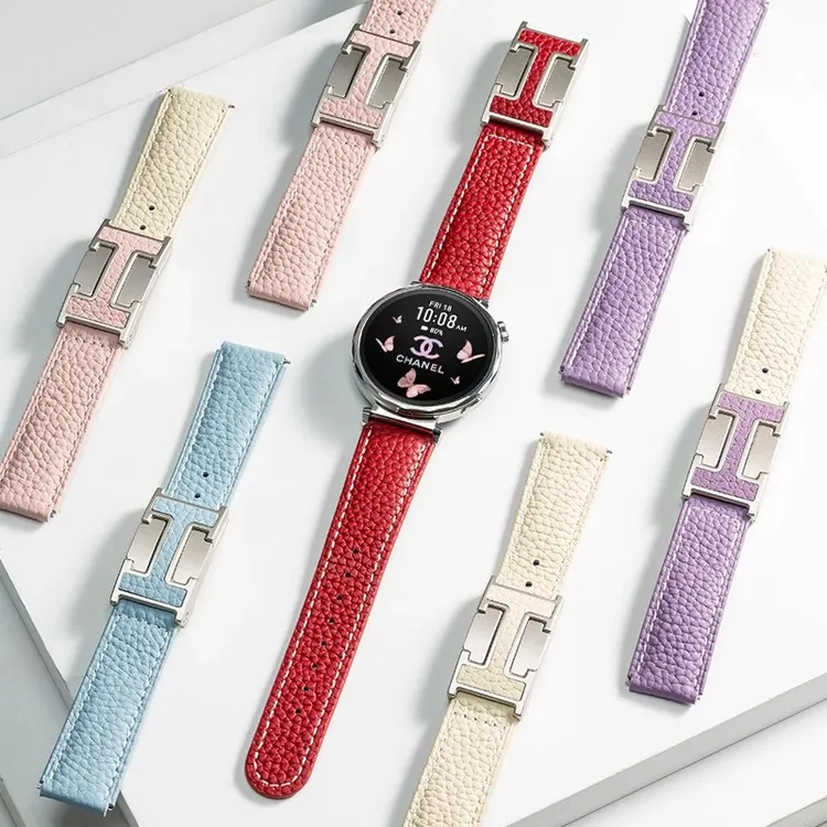 适用于华为GT6/5真皮质双磁吸H扣新款荔枝纹GT4gt6手表表带