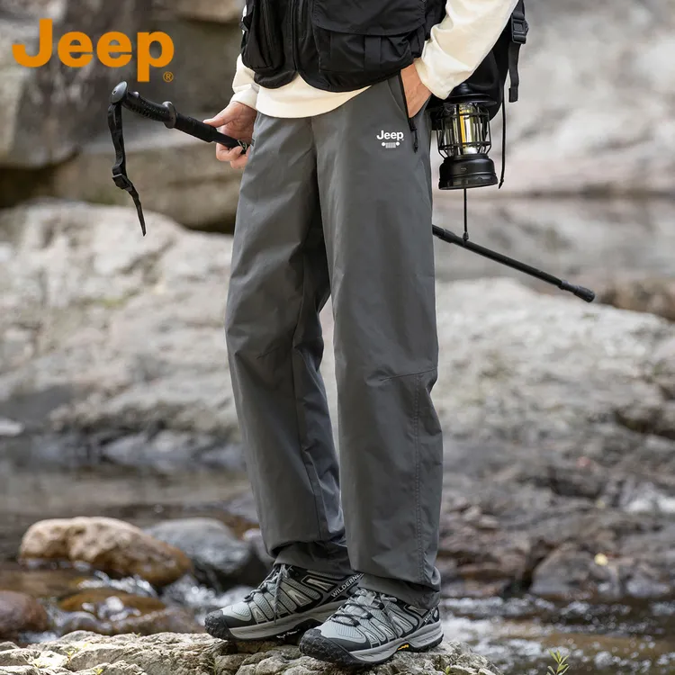 【T400牛津横条】JEEP吉普美式休闲裤男款春秋季户外防水直筒裤子