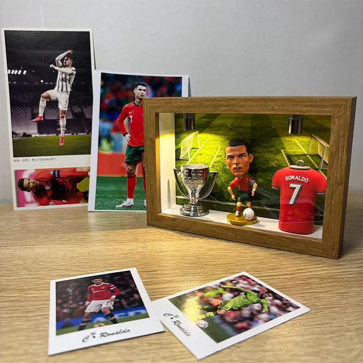足球球星相框摆台C罗梅西内马尔姆巴佩手办生日礼物摆件人偶礼品