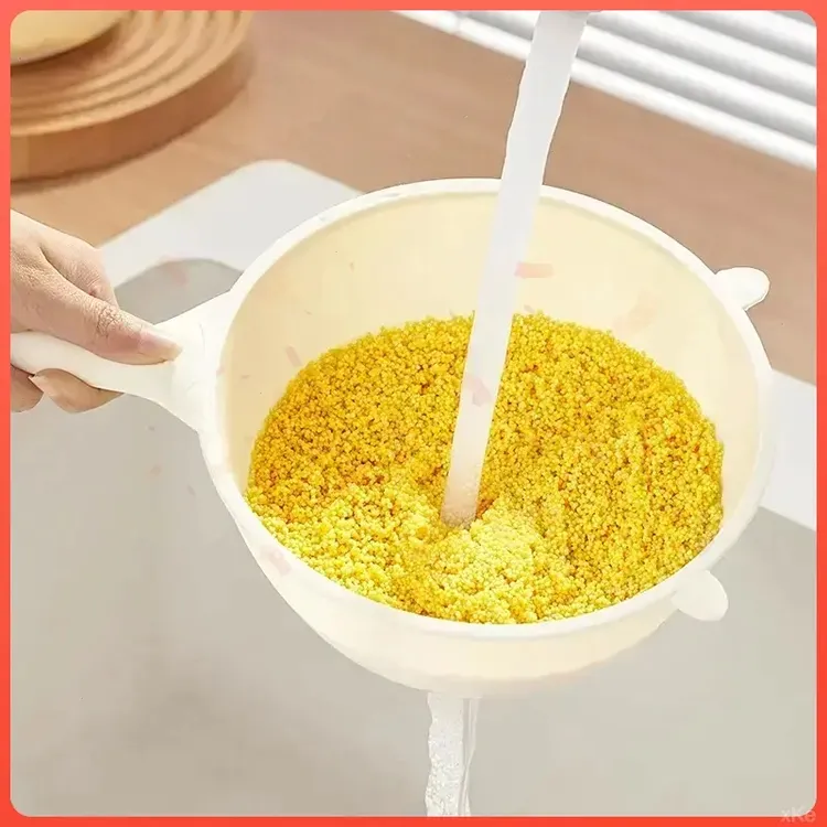 淘小米神器新品洗米筛淘米盆细孔过滤勺厨房家用洗菜盆沥水果篮子商品图