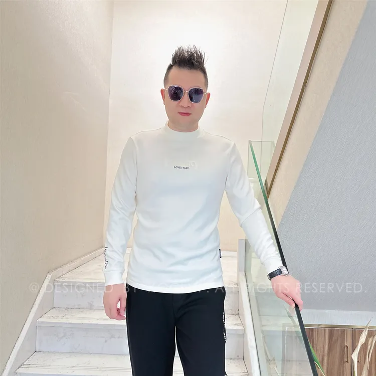 冬季款ZZD压凸字下一排字母男士品质高端轻奢洋气时尚潮牌长袖t恤