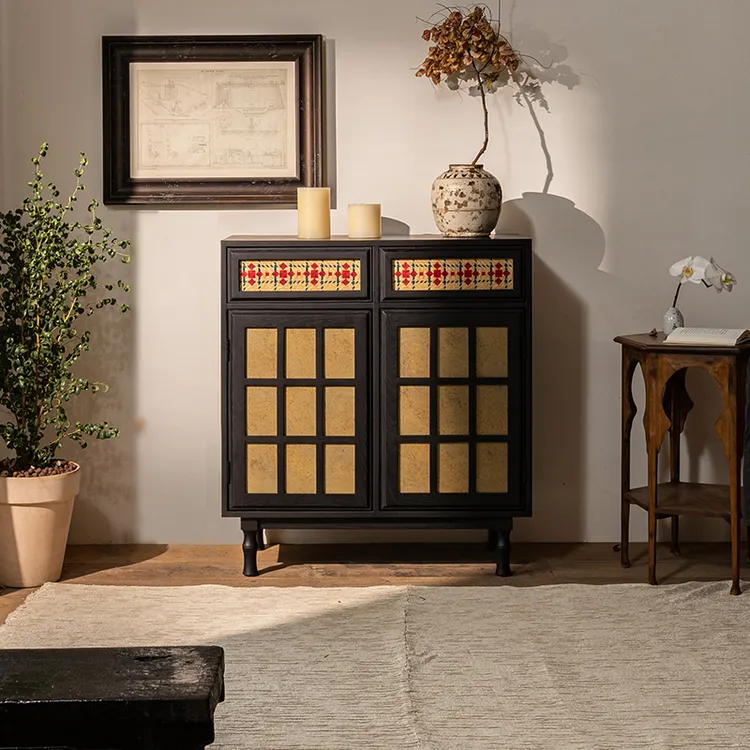 三彩组合柜复古松木置物柜