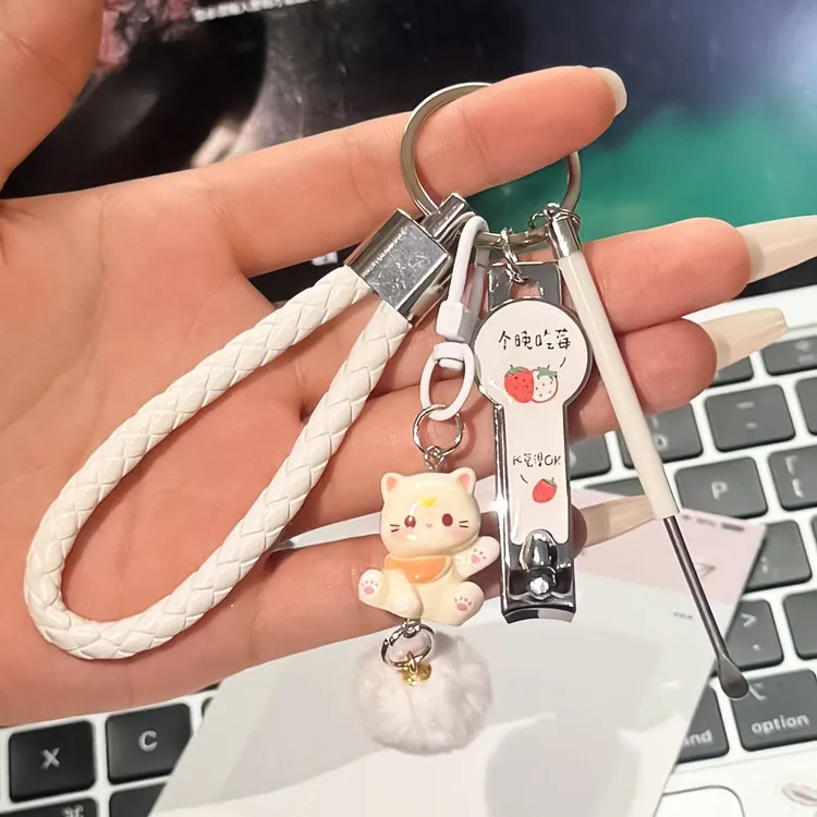 可爱少女钥匙扣卡通耳勺套装挖耳勺挂件指甲刀闺蜜情侣配饰钥匙sq