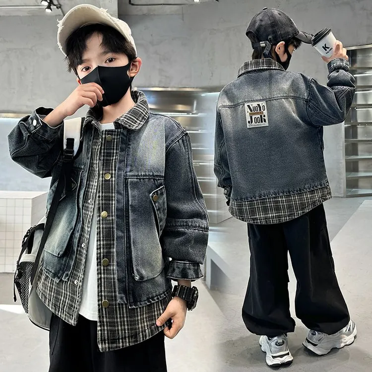 童泰断码男童春秋外套新款中大童牛仔2025儿童春款休闲男孩8