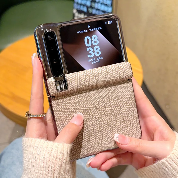 适用华为Pura X阔折叠屏手机壳男女新款purax纯色蜥蜴纹皮质硬