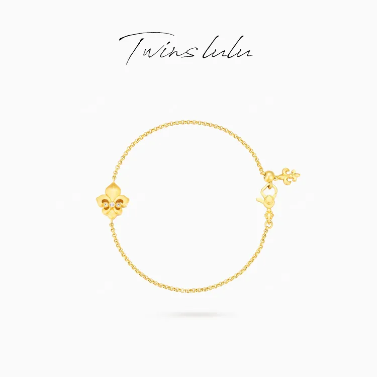 TWINS LULU 镀K金 简约古法工艺国潮新中式鸢尾花手链TSS6955