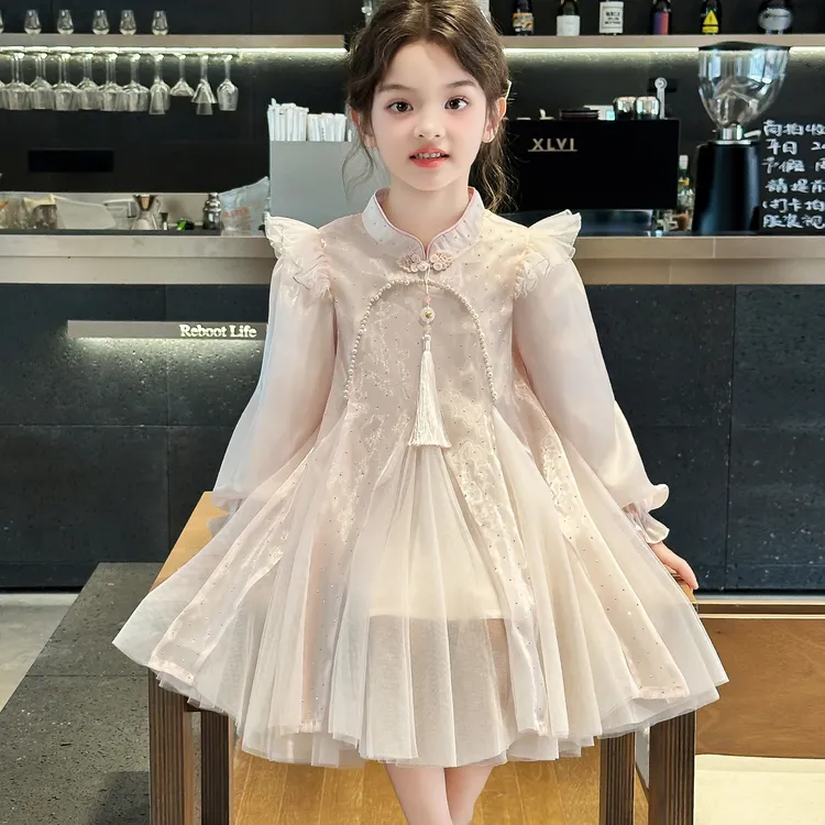 女童连衣裙春秋款2025新款儿童汉服国风中式公主裙小女孩秋装裙子