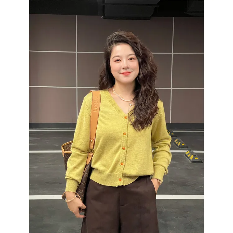 WenWen小个子2025秋季新款上衣休闲显瘦百搭长袖针织衫2014