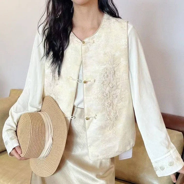 2025秋季新款高品质百搭新中式国风刺绣提花马甲