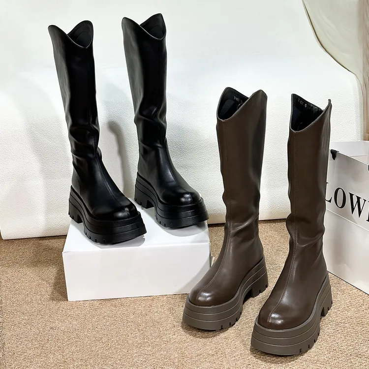 欧若风长筒靴女2025新款厚底粗腿显瘦高筒靴子小个子长靴 8831