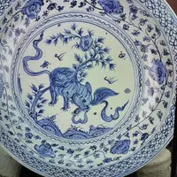 1020 青花麒麟花卉大赏盘