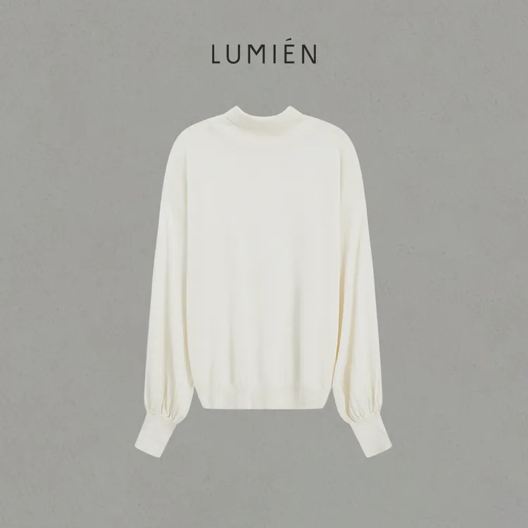 【LUMIEN 新品】"暖绒闲叙"时尚老钱风灯笼袖高领针织衫LX5FSS153