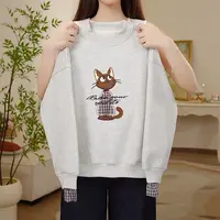 女童卫衣2025春秋季新款卡通小猫假两件洋气宽松上衣Q63187
