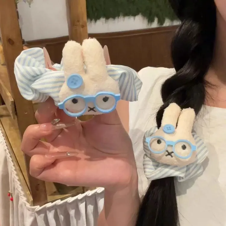 新款甜美可爱大波点米菲兔巨显发量香蕉夹后脑勺盘发百搭少女发饰