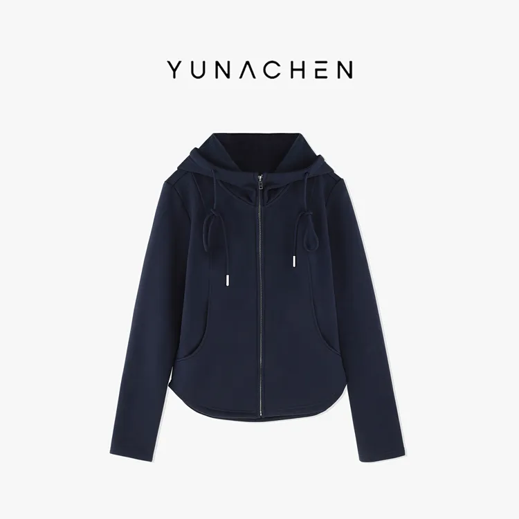 菠萝宝宝yuna【雾海】100棉收腰显瘦显白休闲百搭连帽拉链卫衣YJ11 