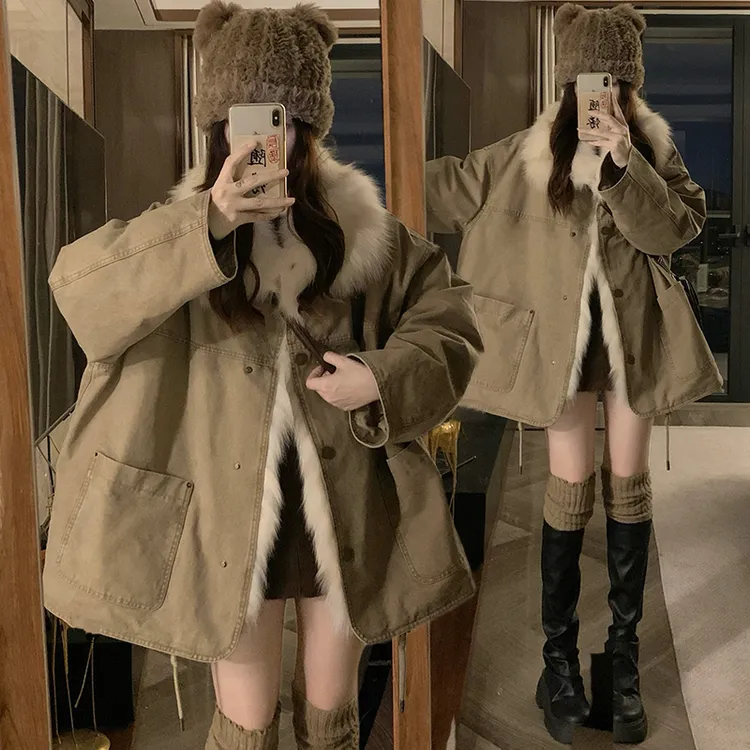 秋冬外套女装酷飒工装风棉服2025冬季新款美式复古宽松派克服加绒