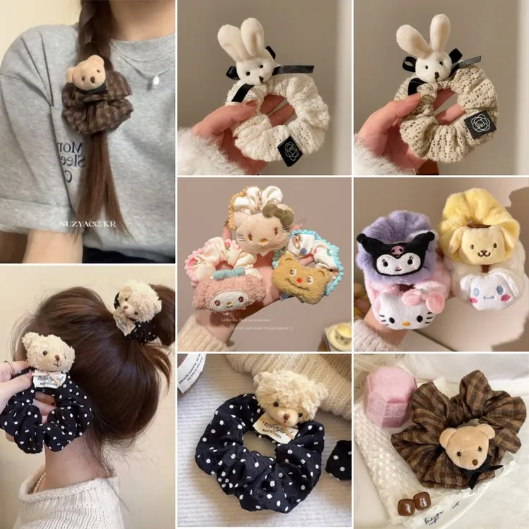秋冬毛绒发圈玉桂狗可爱少女大肠圈卡通毛茸茸甜美气质学生头绳