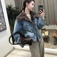 松弛复古主义"冬季韩系毛领翻领加绒显瘦气质保暖2025牛仔外套女