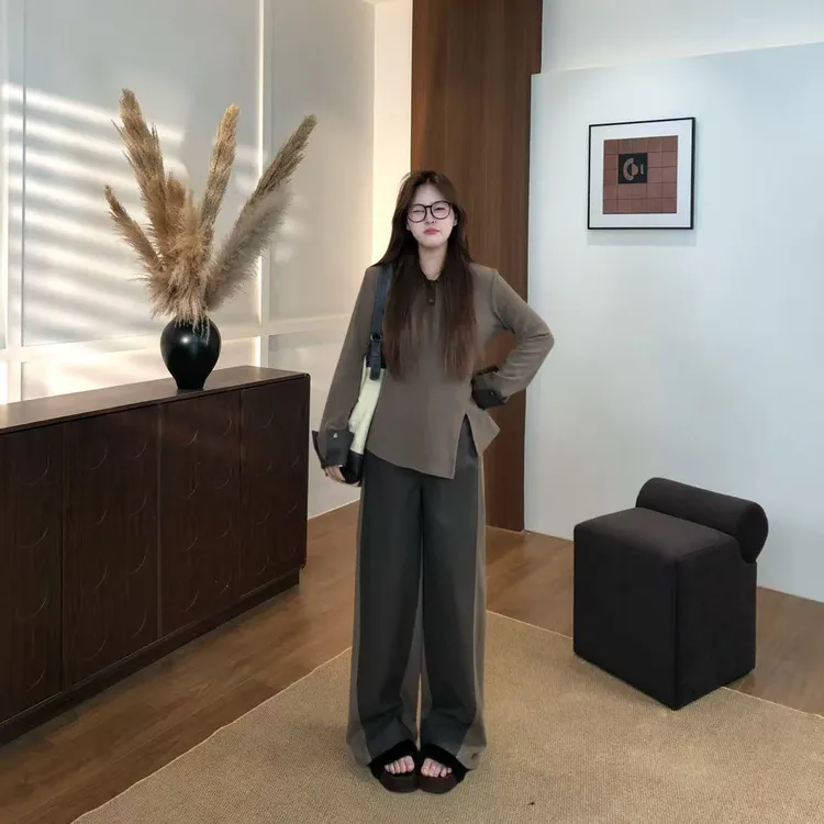 盈盈&南岛风大码女装百搭休闲拼接上衣胖mm长裤半身裙套装ZYY2256