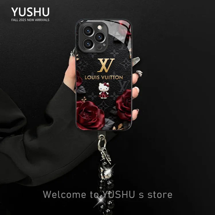 玫瑰KT猫适用于苹果/华为/OPPO/VIVO/小米手机壳电镀玻璃壳女款