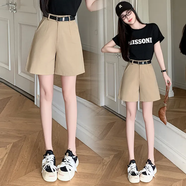 工装五分短裤女春夏外穿2025年新款高腰显瘦A字百搭阔腿五分裤子1