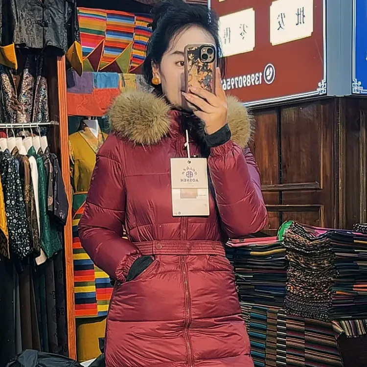 25年修身长款外套纯色收腰带毛