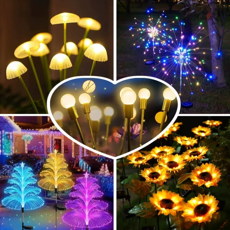 太阳能地插灯仿真紫藤花雪莲花百合花蝴蝶花户外庭院草坪装饰灯
