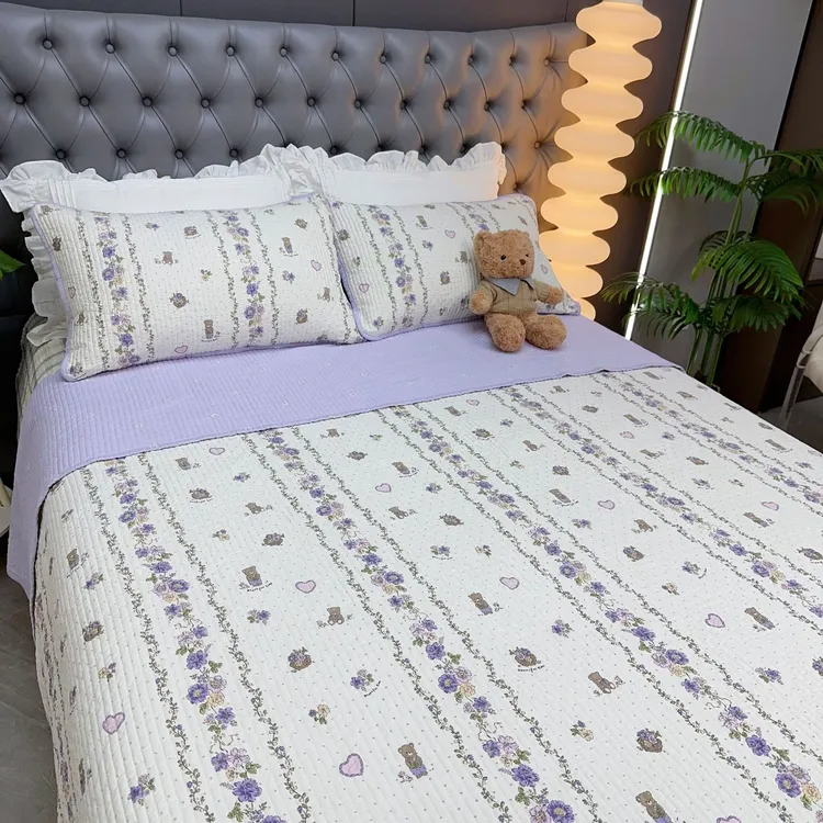 【爱丽丝】双面100%棉全棉面料床盖砂洗四季款卡通