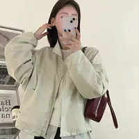 韩版风衣型立领宽松拉链外套HS-386