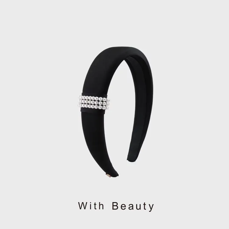 With Beauty 法式珍珠绸缎光发箍高颅顶时尚百搭